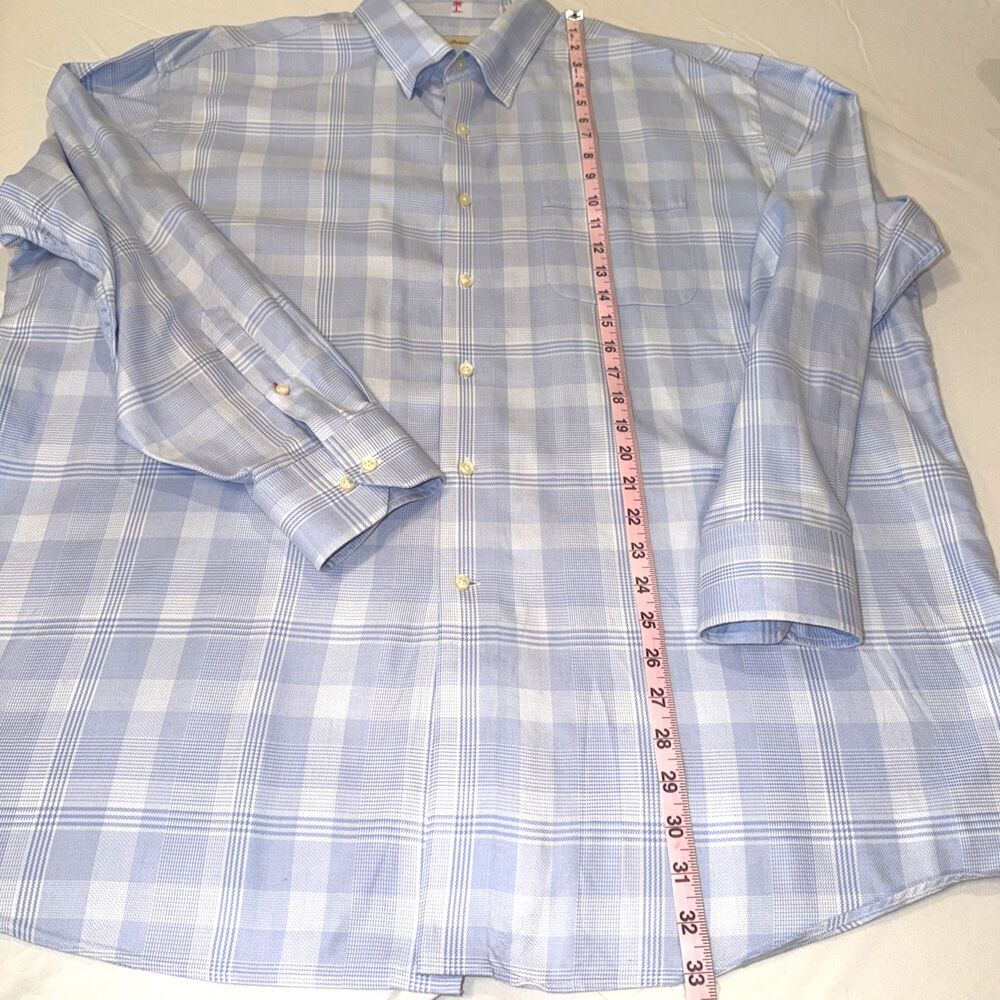 Tommy Bahama Dress Shirt Plaid Cotton Mens 18 34/35 Blue Resort Classic Office - Picture 8 of 9